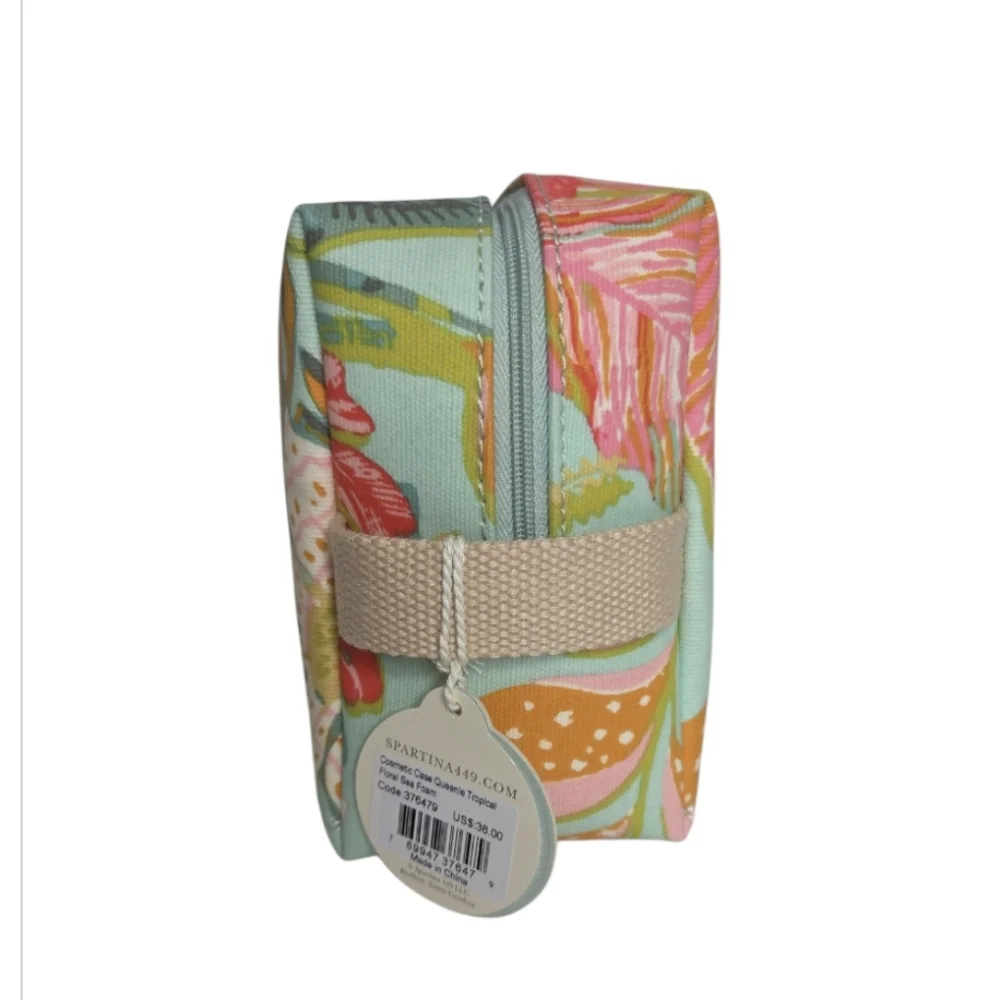 Spartina 449 Cosmetic Case Queenie Tropical Floral Sea Foam NWT